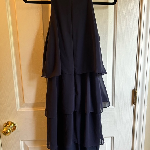 Chaps Navy Sequin Neck Chiffon Ruffled Dress Size 6 - Picture 5 of 7